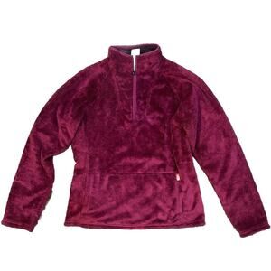 North Face Sweater Womens Large Fuschia Long Sleeve Pullover 1/4 Zip Lightweight